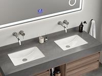 Badkamermeubel 2-persoons - 120 cm - hout decor met zwarte wasbak - incl. kranen - afbeelding 10 van  10