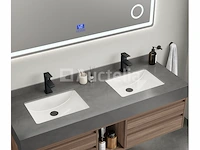 Badkamermeubel 2-persoons - 150 cm - hout decor met grijze wasbak - incl. kranen - afbeelding 4 van  4