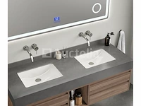 Badkamermeubel 2-persoons - 150 cm - hout decor met grijze wasbak - incl. muurkranen - afbeelding 4 van  4