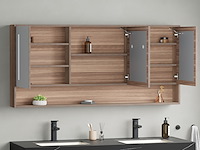 Badkamermeubel 2-persoons - 150 cm - hout decor met zwarte wasbak - incl. kranen - afbeelding 4 van  6