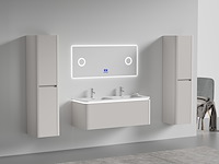 Badkamermeubel 2 persoons 120 cm - taupe - 2 zijkasten, 1 led spiegel - afbeelding 1 van  5