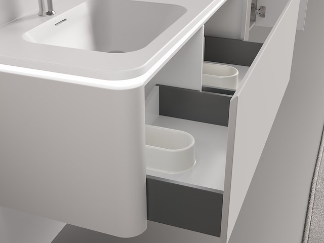 Badkamermeubel 2 persoons 120 cm - taupe - 2 zijkasten, 1 led spiegel - afbeelding 3 van  5