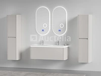 Badkamermeubel 2 persoons 120 cm - taupe - 2 zijkasten, 2 ovale spiegels