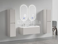 Badkamermeubel 2 persoons 120 cm - taupe - 2 zijkasten, 2 ovale spiegels - afbeelding 2 van  5