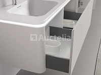 Badkamermeubel 2 persoons 120 cm - taupe - 2 zijkasten, 2 ovale spiegels - afbeelding 4 van  5