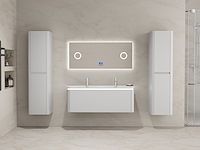 Badkamermeubel 2 persoons 120 cm - wit - 2 zijkasten, 1 led spiegel - afbeelding 1 van  5