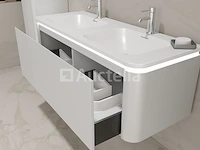 Badkamermeubel 2 persoons 120 cm - wit - 2 zijkasten, 2 ovale spiegels - afbeelding 2 van  5