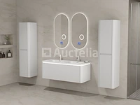 Badkamermeubel 2 persoons 120 cm - wit - 2 zijkasten, 2 ovale spiegels - afbeelding 3 van  5