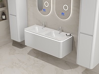 Badkamermeubel 2 persoons 120 cm - wit - 2 zijkasten, 2 ovale spiegels - afbeelding 2 van  5