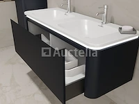 Badkamermeubel 2 persoons 120 cm - zwart - 2 zijkasten, 2 ovale spiegels