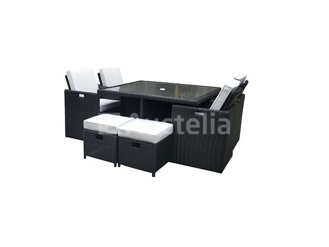 Badkamermeubel 2 persoons 120 cm - zwart - 2 zijkasten, 2 ovale spiegels - afbeelding 3 van  6