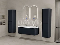 Badkamermeubel 2 persoons 120 cm - zwart - 2 zijkasten, 2 ovale spiegels - afbeelding 4 van  6