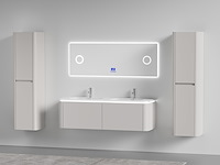 Badkamermeubel 2 persoons 140 cm - taupe - 2 zijkasten, 1 led spiegel - afbeelding 5 van  5