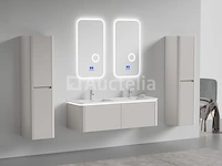 Badkamermeubel 2 persoons 140 cm - taupe - 2 zijkasten, 2 ovale spiegels - afbeelding 2 van  5