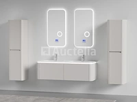 Badkamermeubel 2 persoons 140 cm - taupe - 2 zijkasten, 2 ovale spiegels - afbeelding 3 van  5