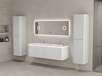 Badkamermeubel 2 persoons 140 cm - wit - 2 zijkasten, 1 led spiegel - afbeelding 5 van  5