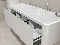 Badkamermeubel 2 persoons 140 cm - wit - 2 zijkasten, 2 ovale spiegels - afbeelding 3 van  5