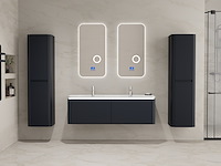 Badkamermeubel 2 persoons 140 cm - zwart - 2 zijkasten, 2 ovale spiegels - afbeelding 1 van  5