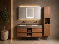 Badkamermeubel 2-persoons met hangkast - 120cm - kleur walnoot