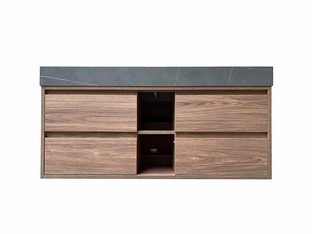 Badkamermeubel 2-persoons met hangkast - 150cm - kleur walnoot - afbeelding 17 van  21