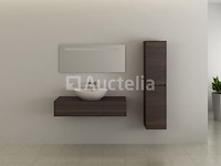 Badkamermeubel baveno | 120 cm | met zijkast | donker hout decor met witte waskom | incl. kranen - afbeelding 3 van  5