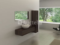 Badkamermeubel baveno | 120 cm | met zijkast | donker hout decor met witte waskom | incl. kranen - afbeelding 4 van  5