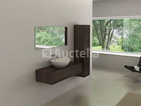 Badkamermeubel baveno | 120 cm | met zijkast | donker hout decor met witte waskom | incl. kranen