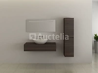 Badkamermeubel baveno | 120 cm | met zijkast | donker hout decor met witte waskom | incl. kranen - afbeelding 3 van  5
