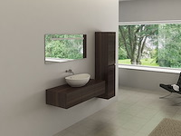 Badkamermeubel baveno | 120 cm | met zijkast | donker hout decor met witte waskom | incl. kranen