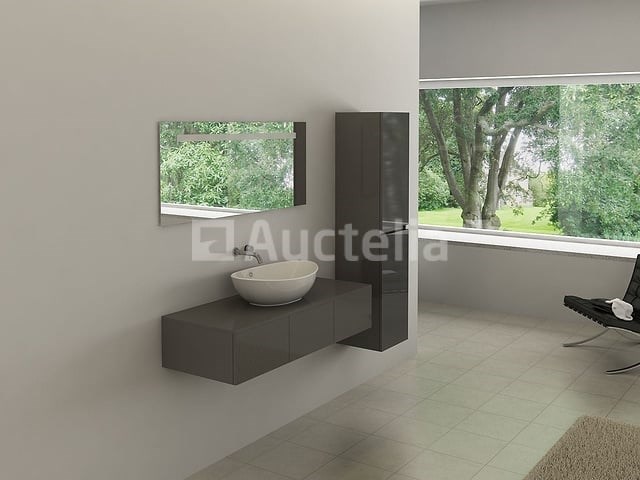 Badkamermeubel baveno | 120 cm | met zijkast | hoogglans antraciet met witte waskom | incl. kranen - afbeelding 4 van  4