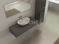 Badkamermeubel baveno | 120 cm | met zijkast | hoogglans antraciet met witte waskom | incl. kranen - afbeelding 2 van  4