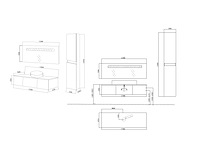 Badkamermeubel baveno | 120 cm | met zijkast | hoogglans antraciet met witte waskom | incl. kranen - afbeelding 4 van  4