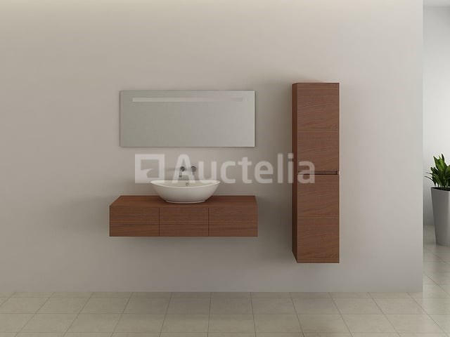 Badkamermeubel baveno | 120 cm | met zijkast | hout decor met witte waskom | incl. kranen - afbeelding 4 van  5