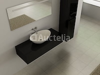 Badkamermeubel baveno | 120 cm | met zijkast | zwart met witte waskom | incl. kranen
