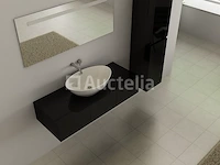 Badkamermeubel baveno | 120 cm | met zijkast | zwart met witte waskom | incl. kranen