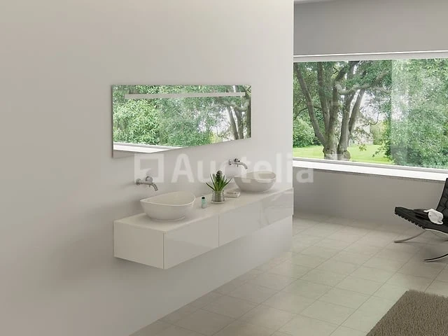 Badkamermeubel baveno | 180 cm | hoogglans wit met 2 witte waskommen | incl. kranen - afbeelding 1 van  4