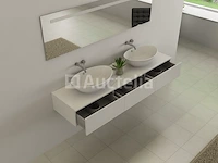 Badkamermeubel baveno | 180 cm | hoogglans wit met 2 witte waskommen | incl. kranen - afbeelding 2 van  4