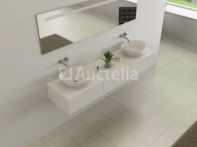 Badkamermeubel baveno | 180 cm | hoogglans wit met 2 witte waskommen | incl. kranen - afbeelding 4 van  4
