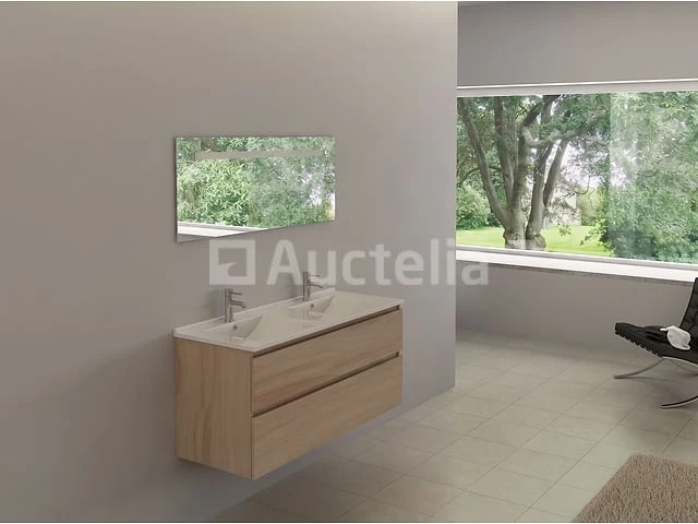 Badkamermeubel havik sky | 120 cm | witte wasbak | incl. kranen - afbeelding 1 van  1