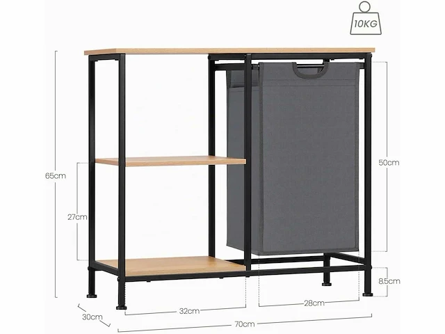 Badkamerplank met mand voor vuile kleren - afbeelding 2 van  5