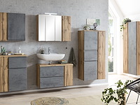 Badkamerset varese | wastafel en spiegelkast met verlichting | wotan oak/beton-design - afbeelding 3 van  7