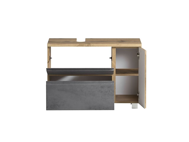 Badkamerset varese | wastafel en spiegelkast met verlichting | wotan oak/beton-design - afbeelding 5 van  7