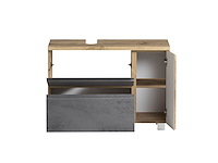 Badkamerset varese | wastafel en spiegelkast met verlichting | wotan oak/beton-design - afbeelding 5 van  7