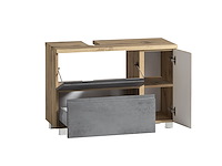 Badkamerset varese | wastafel en spiegelkast met verlichting | wotan oak/beton-design - afbeelding 6 van  7