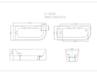 Baignoire balnéo vitrée blanche - 1 place - 263l - angle gauche (x2) - afbeelding 7 van  8