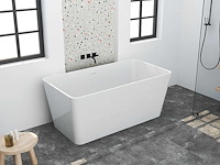 Baignoire îlot rectangulaire - 208 l - blanche - acrylique - afbeelding 2 van  8