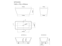 Baignoire îlot rectangulaire - 208 l - blanche - acrylique - afbeelding 6 van  8