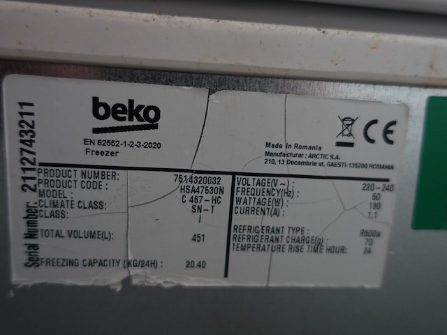 Bakdiepvriezer beko + inhoud - afbeelding 4 van  4