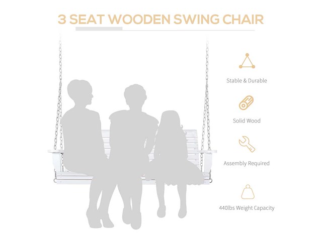 Balancelle de porche 3 places en bois, banc - afbeelding 5 van  8