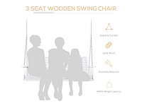 Balancelle de porche 3 places en bois, banc - afbeelding 5 van  8